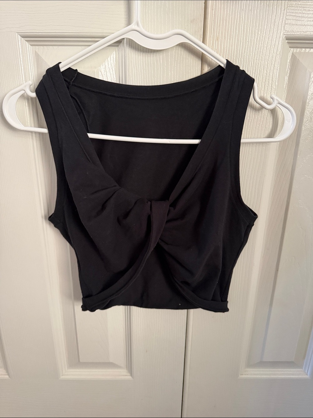 Skims Black Twist-Front Cropped Tank